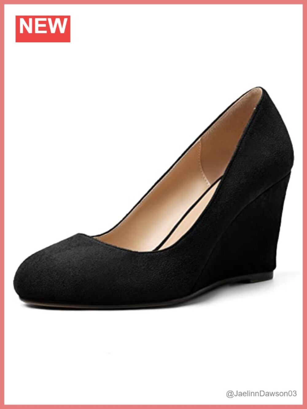 Women's Suede Wedge Pumps Slip On 3.5 Inch Heels for Work Party Wedding